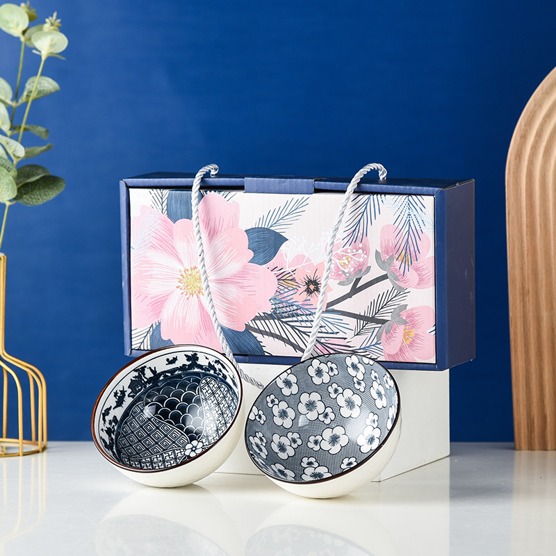 Ins-style Flower Gift Series Ceramic bowl, Plate and plate set, Creative ceramic tableware set, opening event gift bowl set pic 1