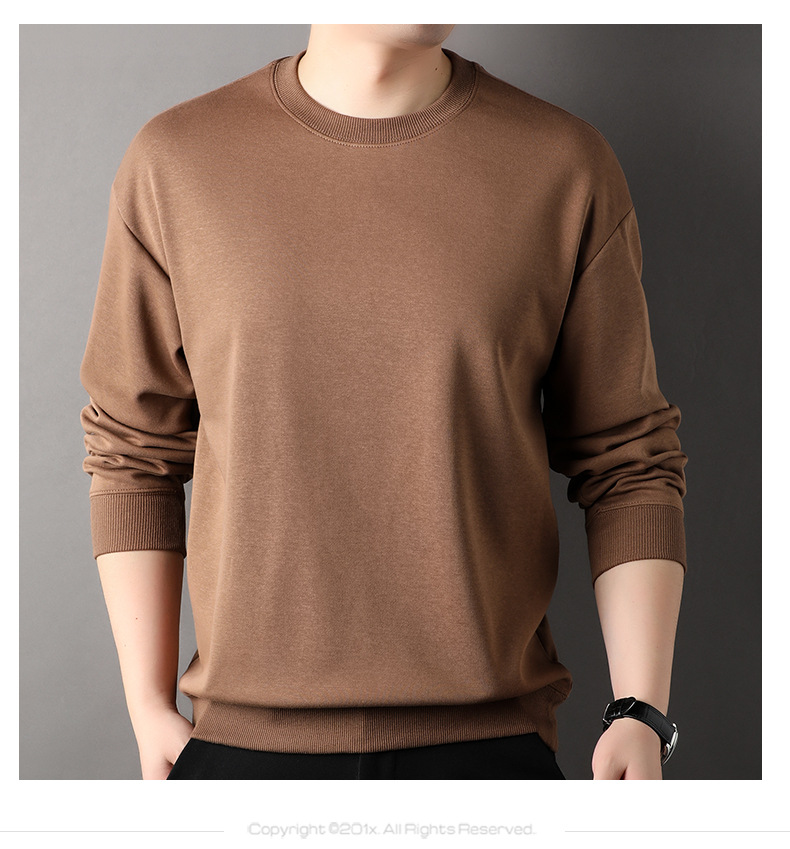 牛奶丝300g重磅卫衣男2023秋冬新款圆领打底衫纯色长袖t恤男上衣详情16