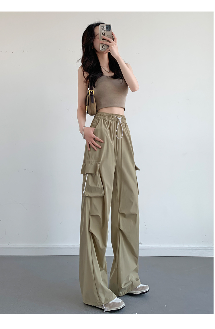 速干工装裤子女夏2024新款高腰小个子防晒显瘦降落伞冰丝阔腿裤女详情25