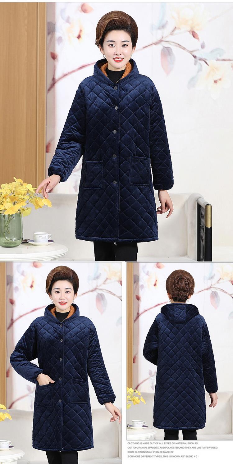 中老年女冬装棉衣妈妈装加绒保暖棉服大码老年人中长款外套花棉袄详情14