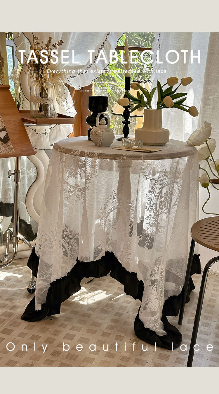 Amazon lace French court tablecloth with ruffled edge patchwork, cross-border retro high-end new tablecloth on Xiaohongshu pic 13