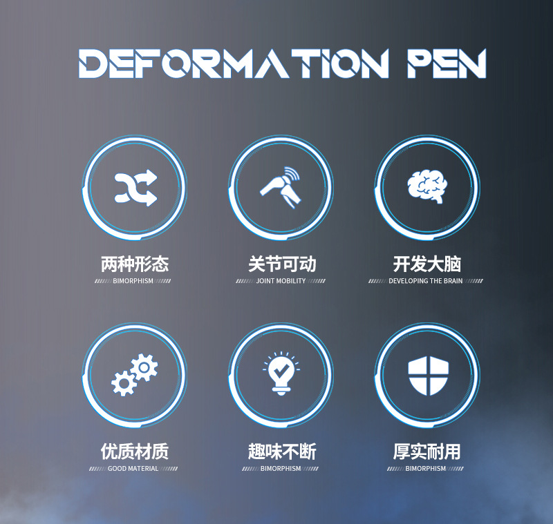 变形圆珠笔儿童玩具文具可书写可变形二合一玩具擎天高柱达跨境详情2