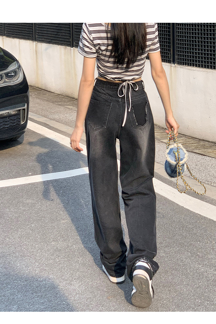 牛仔裤女2023新款春秋扣子潮ins垂感高腰小个子直筒宽松阔腿裤详情12