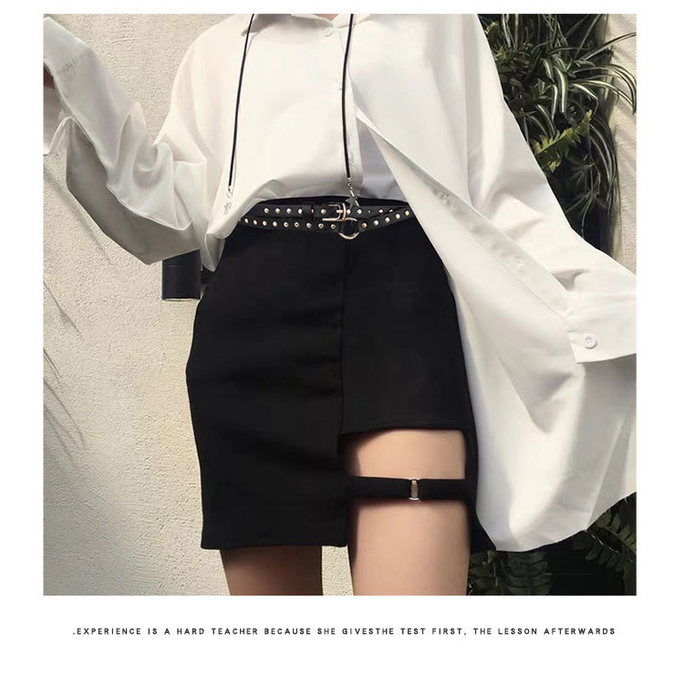Comercio exterior europa y américa moda punk negro extra largo alrededor de dos anillos de remaches mujeres cintura fina cinturón de estilo fino de las mujeres pic 4