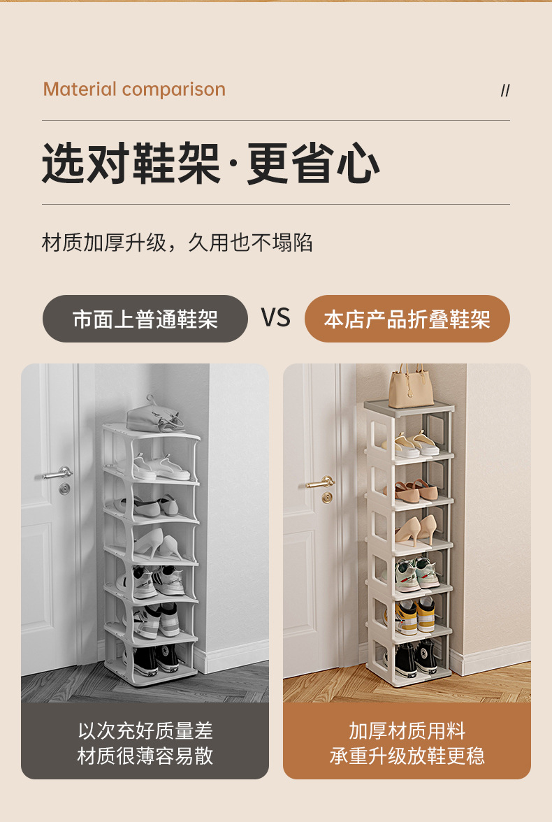 Creative folding shoe rack, multi-layered home, space-saving shoe storage, dormitory foldable shoe cabinet, no need to install shoe boxes pic 5