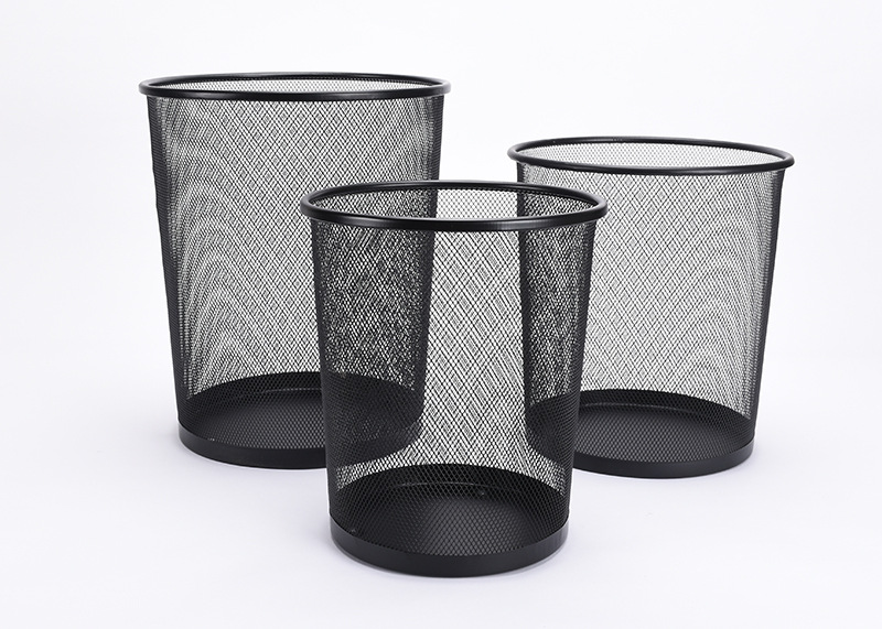 Factory direct sales of iron mesh trash cans, metal uncovered garbage baskets, simple trash cans, household and office waste paper cans in stock pic 8