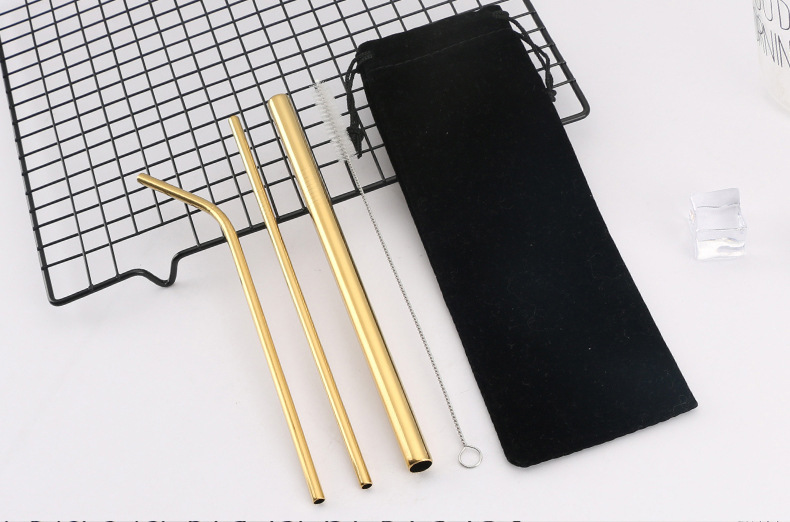 Food-grade 304 stainless steel straw set, coffee and milk tea straw, long stirring straw, custom logo stainless steel straw sleeve, straw brush with fabric bag, eco-friendly straw set pic 6