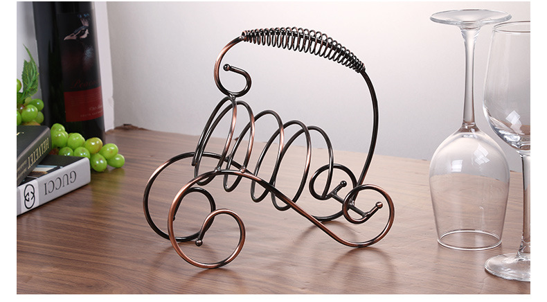 弹簧手提红酒架摆件 欧式葡萄酒架 创意红酒架工艺酒架 铁艺红酒架 手提红酒架 桌面摆件 葡萄酒酒架 酒吧用品 酒店用品 详情16