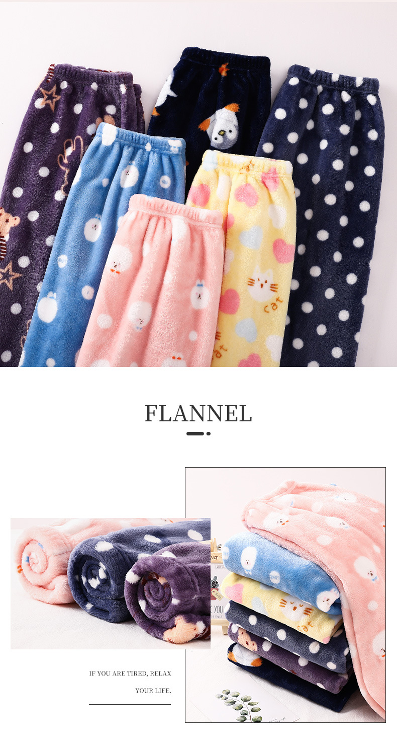 Autumn and winter pajama pants, fairy warm pants, HiDeMi flannel long pants, coral fleece home pants, one-piece consignment pic 5