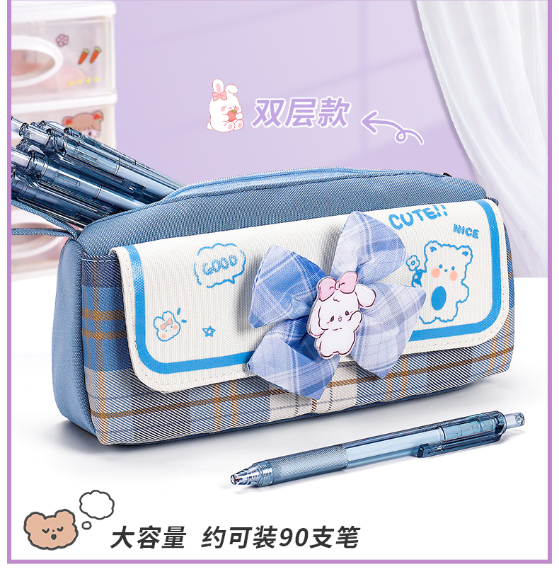 ins日系jk格子女孩可爱文具袋创意网红中小学生高颜值大容量笔袋详情24