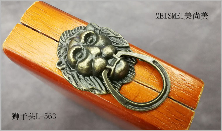 29*48mm alloy door handle, antique bronze lion head handle, cabinet door handle, home decoration hardware handle pic 2