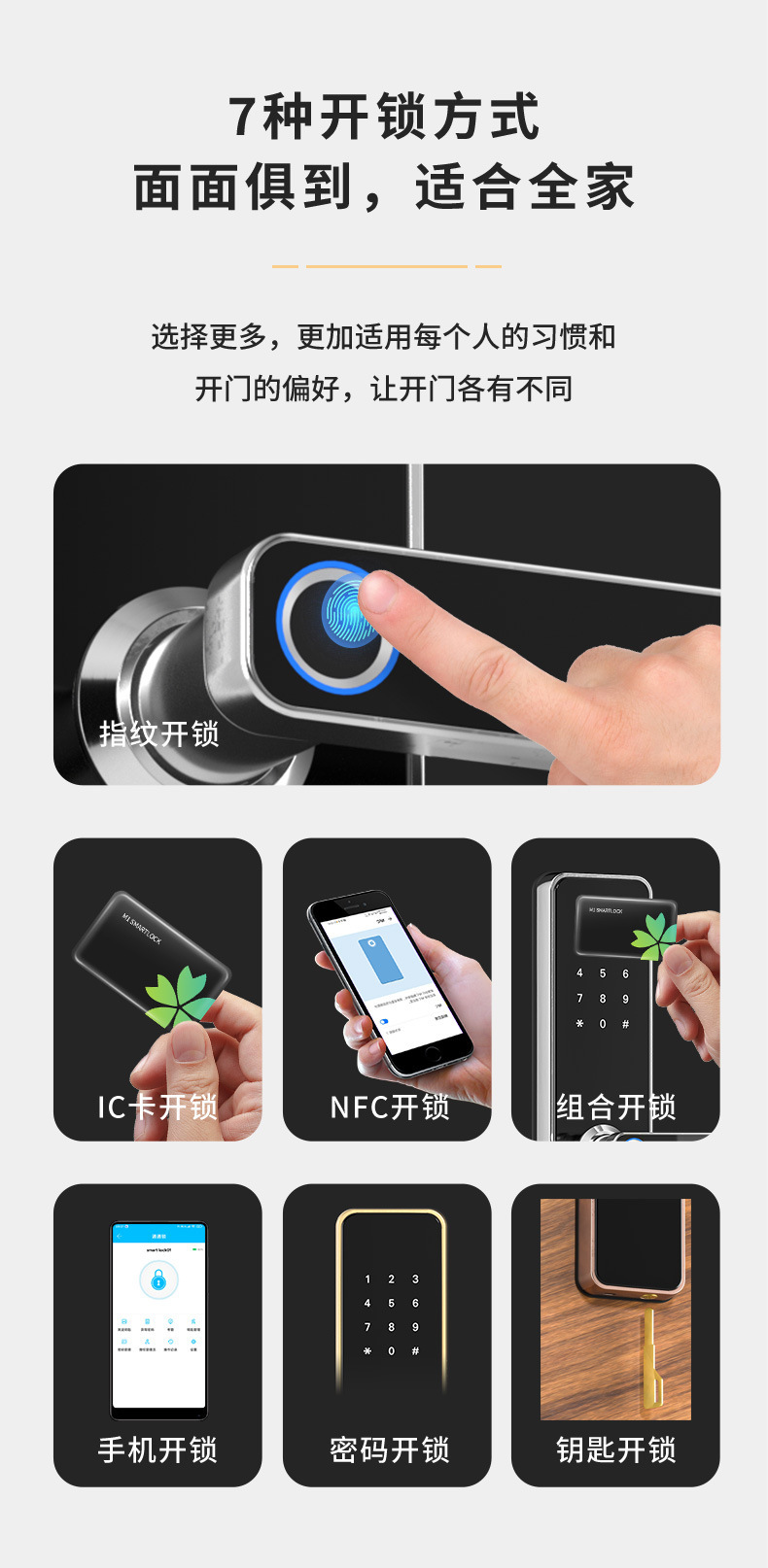 Tongtong Lock APP Cross-border Bluetooth wifi Smart electronic fingerprint smart door lock pic 6