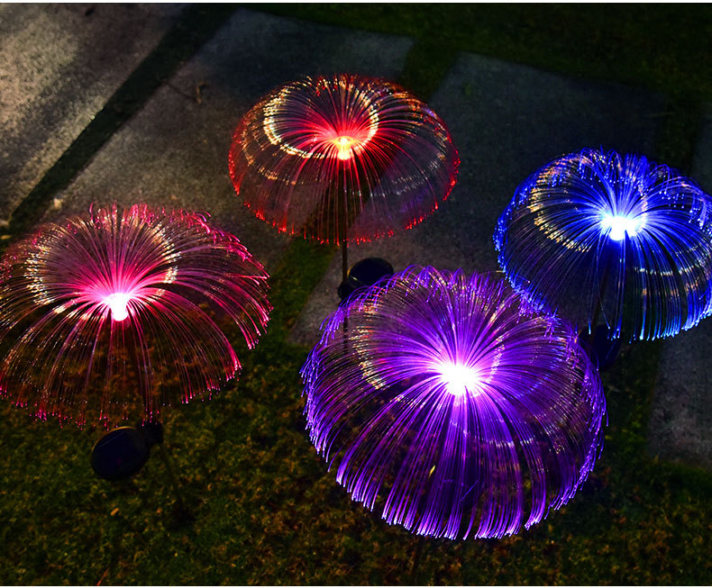 RGBled solar lights, courtyard decoration, seven-color optical fiber jellyfish lights, meteor shower atmosphere, festival lights pic 1