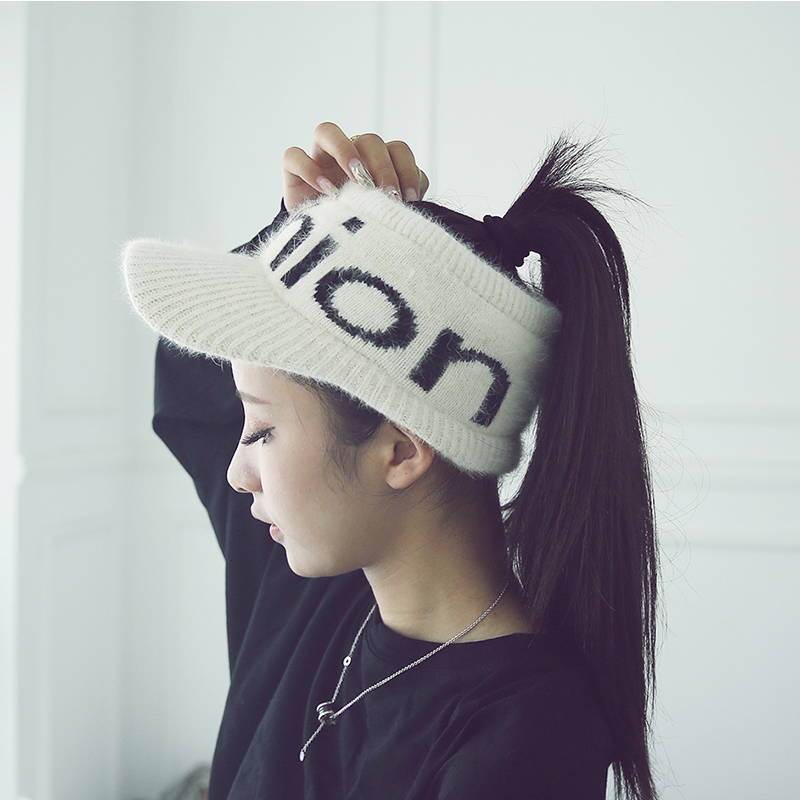 La versión coreana de punto letras empty top sombrero de pato mujer otoño invierno sombrero de moda versátil ins marca de moda sin top sombrero de hilo pic 3