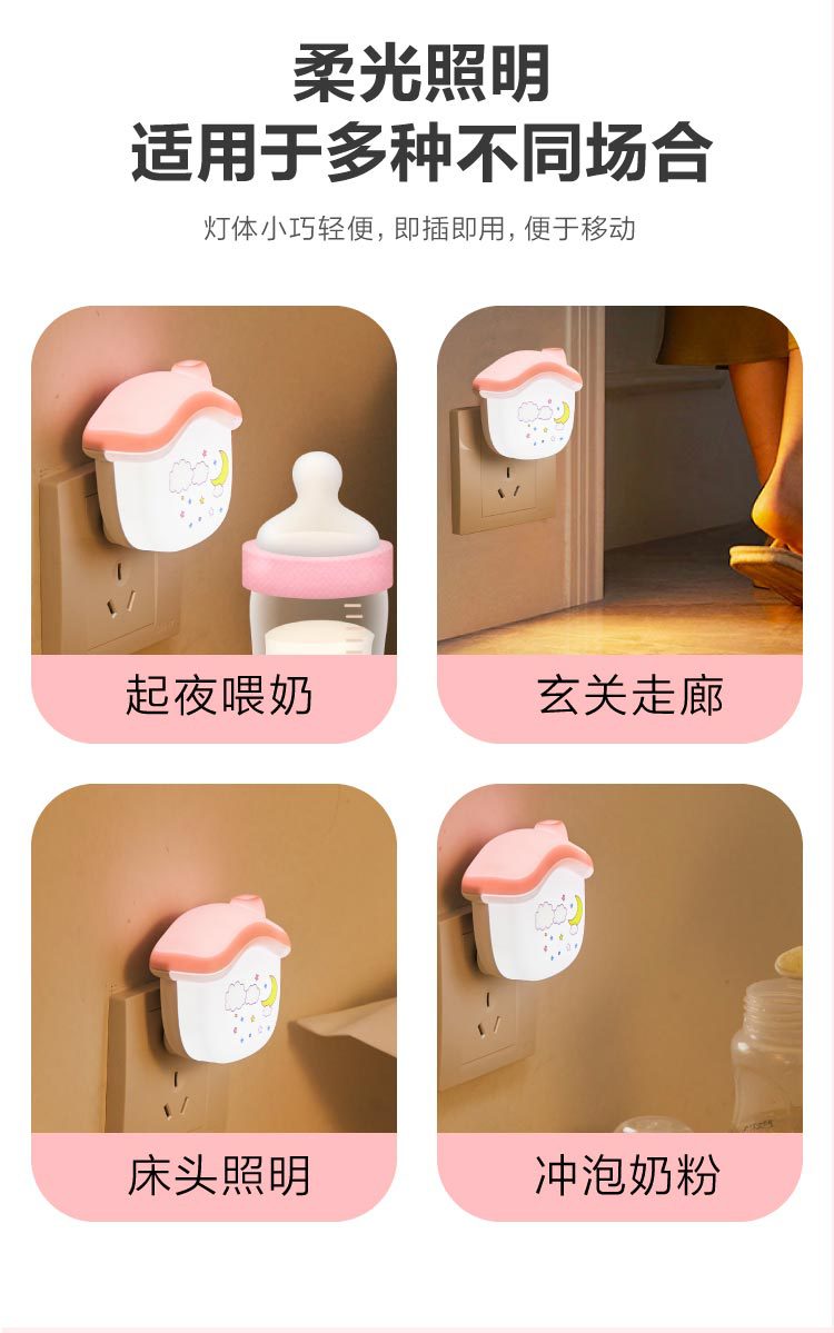 LED小房子夜灯卧室睡眠灯床头灯喂奶起夜起夜伴睡照明灯礼品详情7