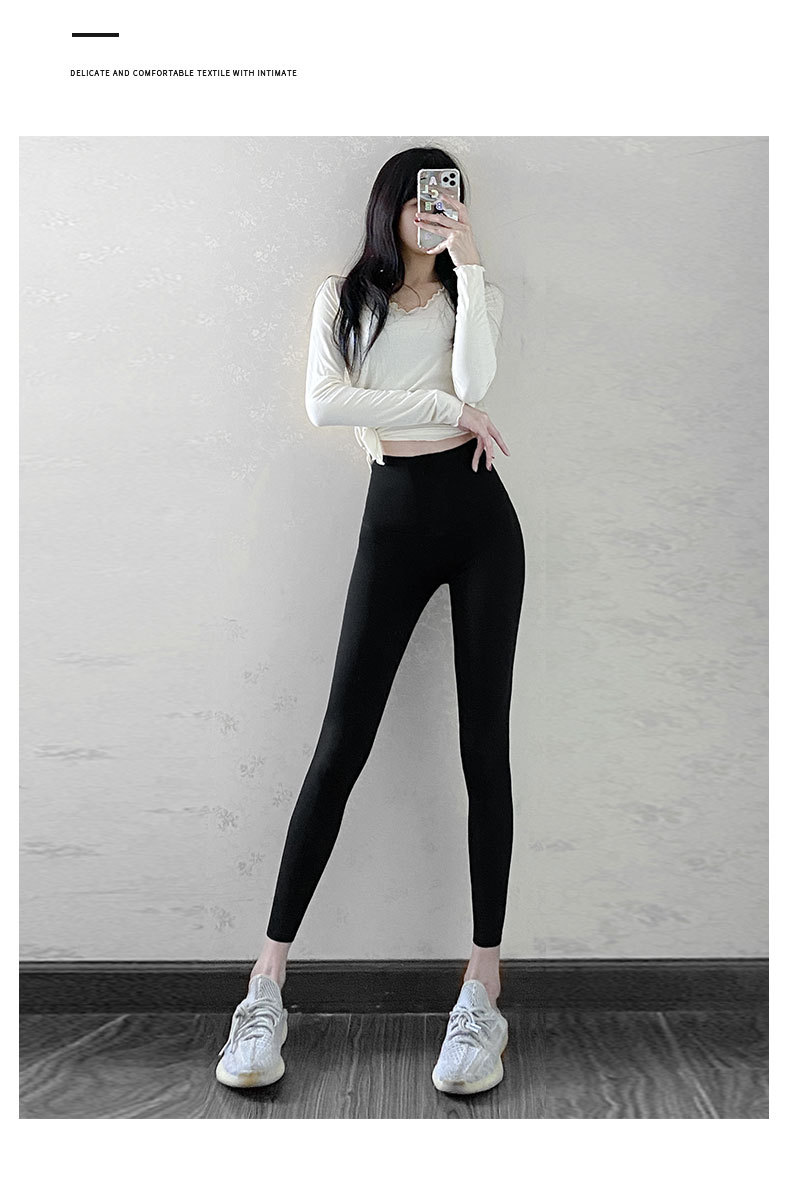 春秋鲨鱼裤紧身高腰收腹提臀芭比裤瑜伽薄黑色打底裤女生外穿批发详情30