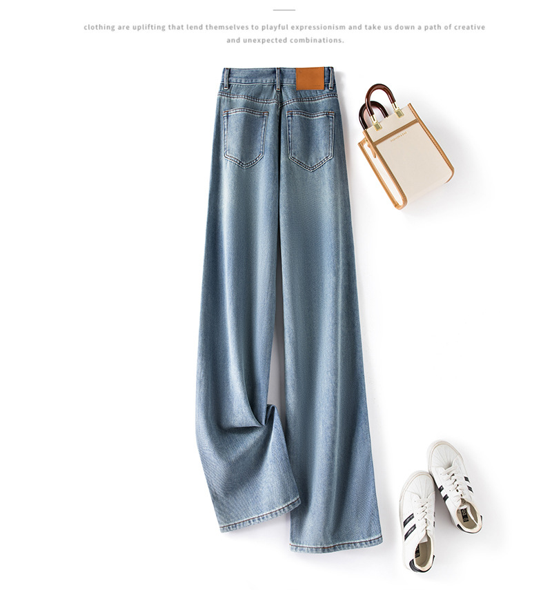 High-waisted straight-leg jeans for women, Spring 2023 new style, loose, slimming, drape, retro and nostalgic, floor-length wide-leg pants pic 23