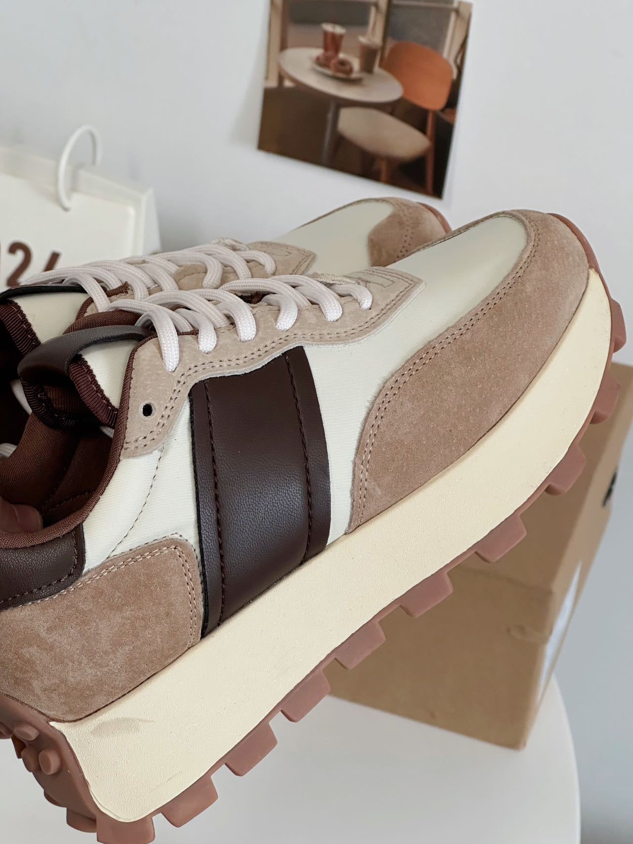 欧洲站2024春季新款时尚休闲百搭真皮复古厚底拼色系带运动鞋详情33