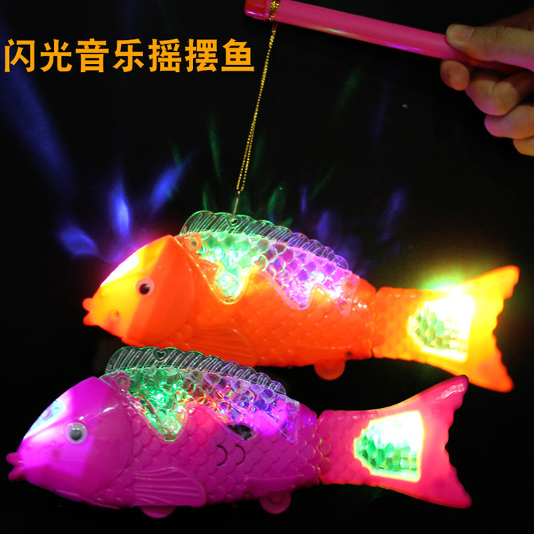 Electric fish, glowing music, projection, swinging fish, running toys, boy gifts, simulation animals, night market, street stall supplies pic 1