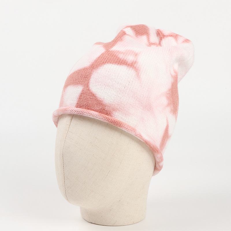The popular tie-dyed woolen hats for men and women in foreign trade, the warm outdoor rolled-up pile hat, and the hip-hop knitted pullover cold hat for autumn and winter pic 13