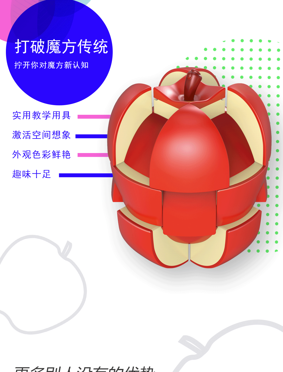 Cubo mágico de manzana juguete cubo mágico de 3 órdenes puzzle cubo mágico alienígena pic 4