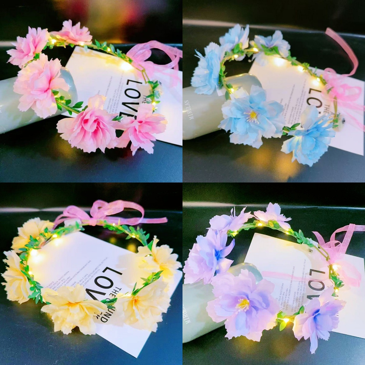 The new luminous headband, feather warm lamp, flower flower segment, day party performance headwear, and female student hair clips are selling well at the street stall pic 8