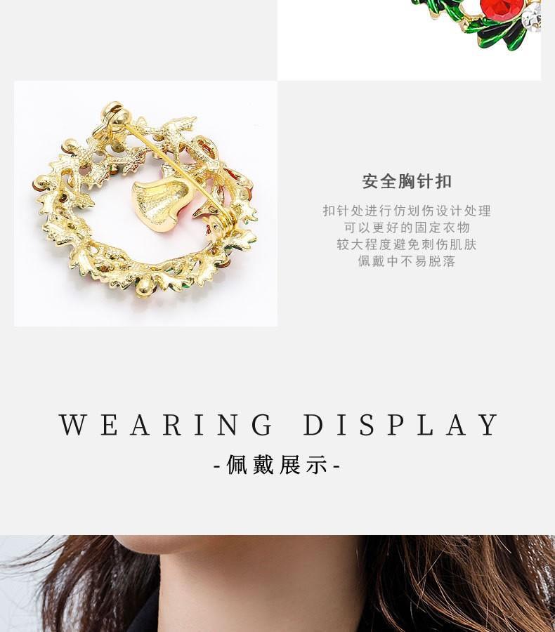 韩国圣诞胸针圣诞节礼红色花环铃铛物潮花环别针毛衣外套高级配饰详情5