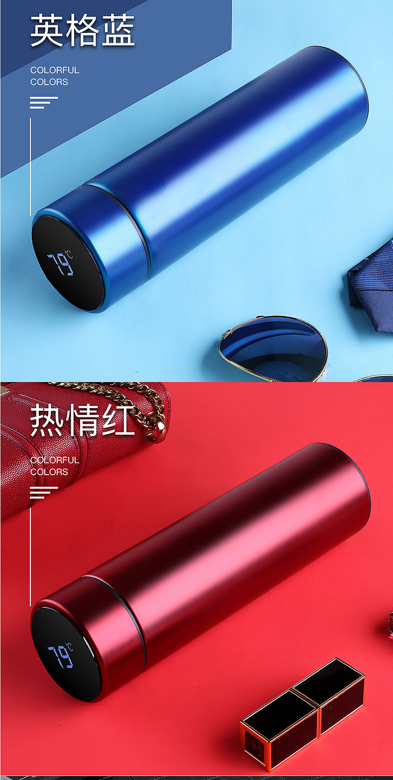 Smart temperature-measuring insulated cup, LED touch display for temperature, frosted water cup, creative business gift, customized LOGO pic 20