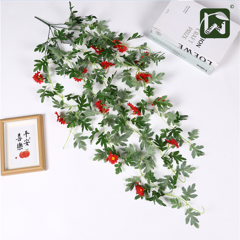 Artificial plants, leafy green plants, vines, green vines, wall-hung plastic artificial flowers, wedding interior decoration sunflowers pic 19