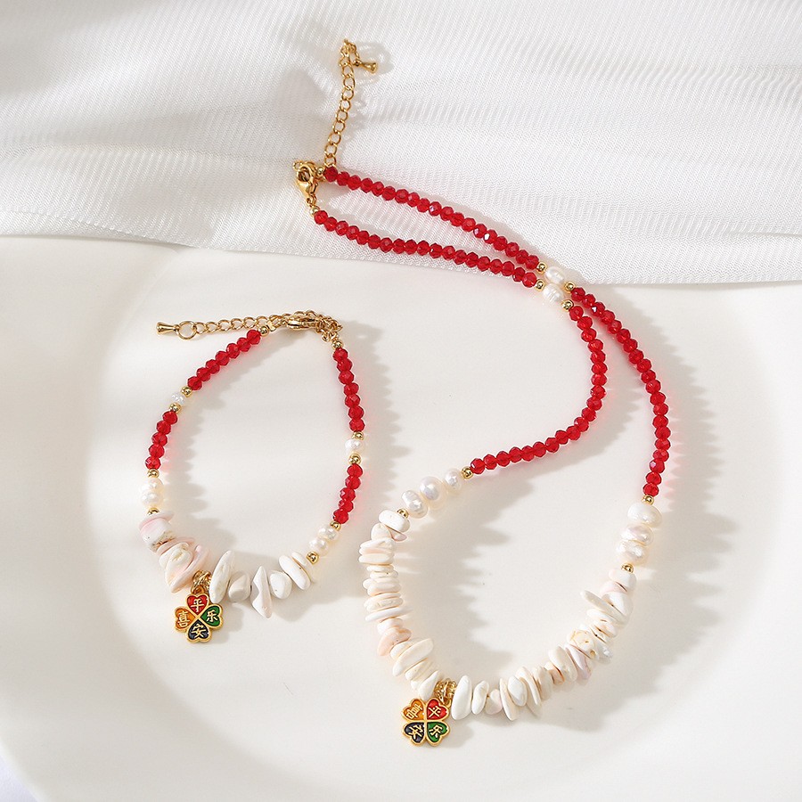 平安喜乐女王贝红锆石天然珍珠百搭手链小众轻奢手镯闺蜜学生手饰详情4