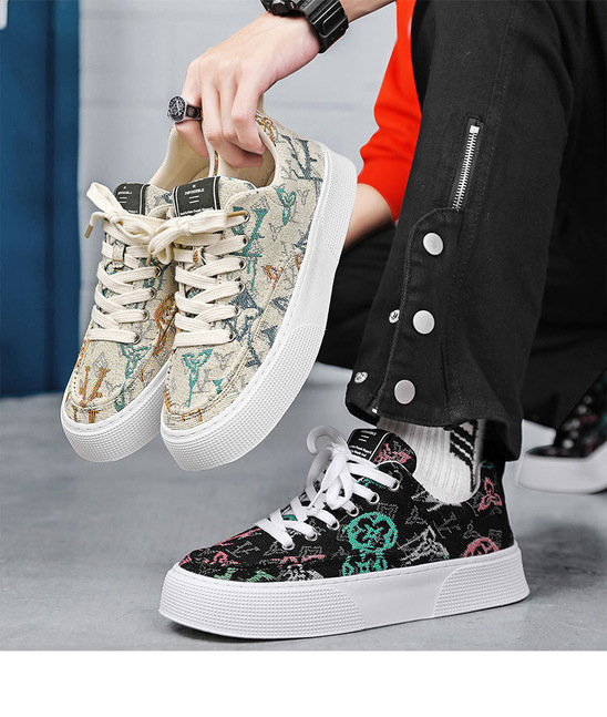 男鞋春季2024新款透气帆布鞋潮流百搭平底老北京布鞋平底防滑板鞋详情1