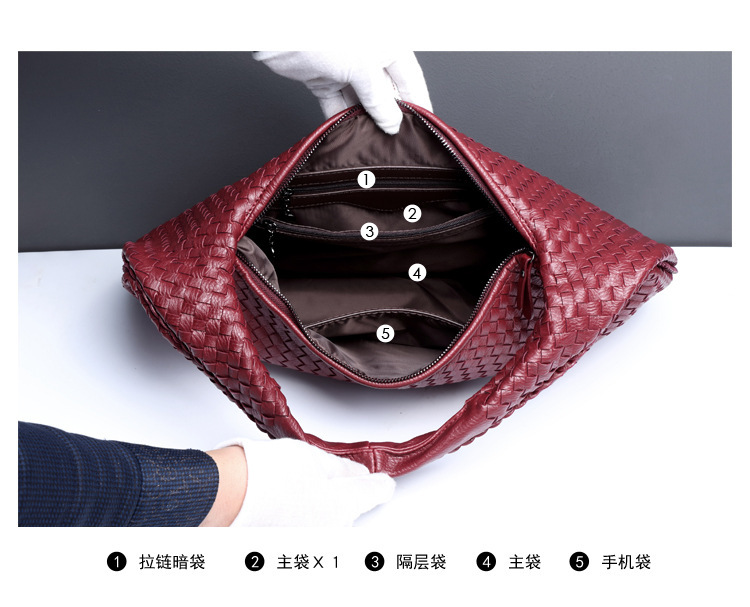 2023新款月牙女包全手工编织手提饺子包时尚百搭欧美风单肩腋下包详情12