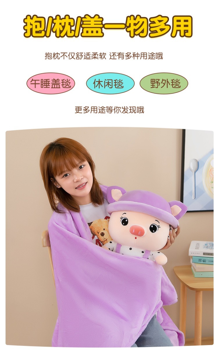 卡通空调毯毛绒玩具二合一抱枕被车载靠垫办公室午睡神器印制LOGO详情5