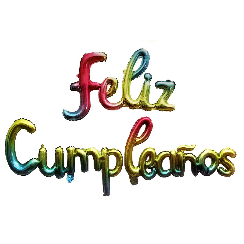 One-piece lowercase Spanish birthday Happy set feliz Cumpleanos Aluminum Film Balloon Birthday decoration pic 7