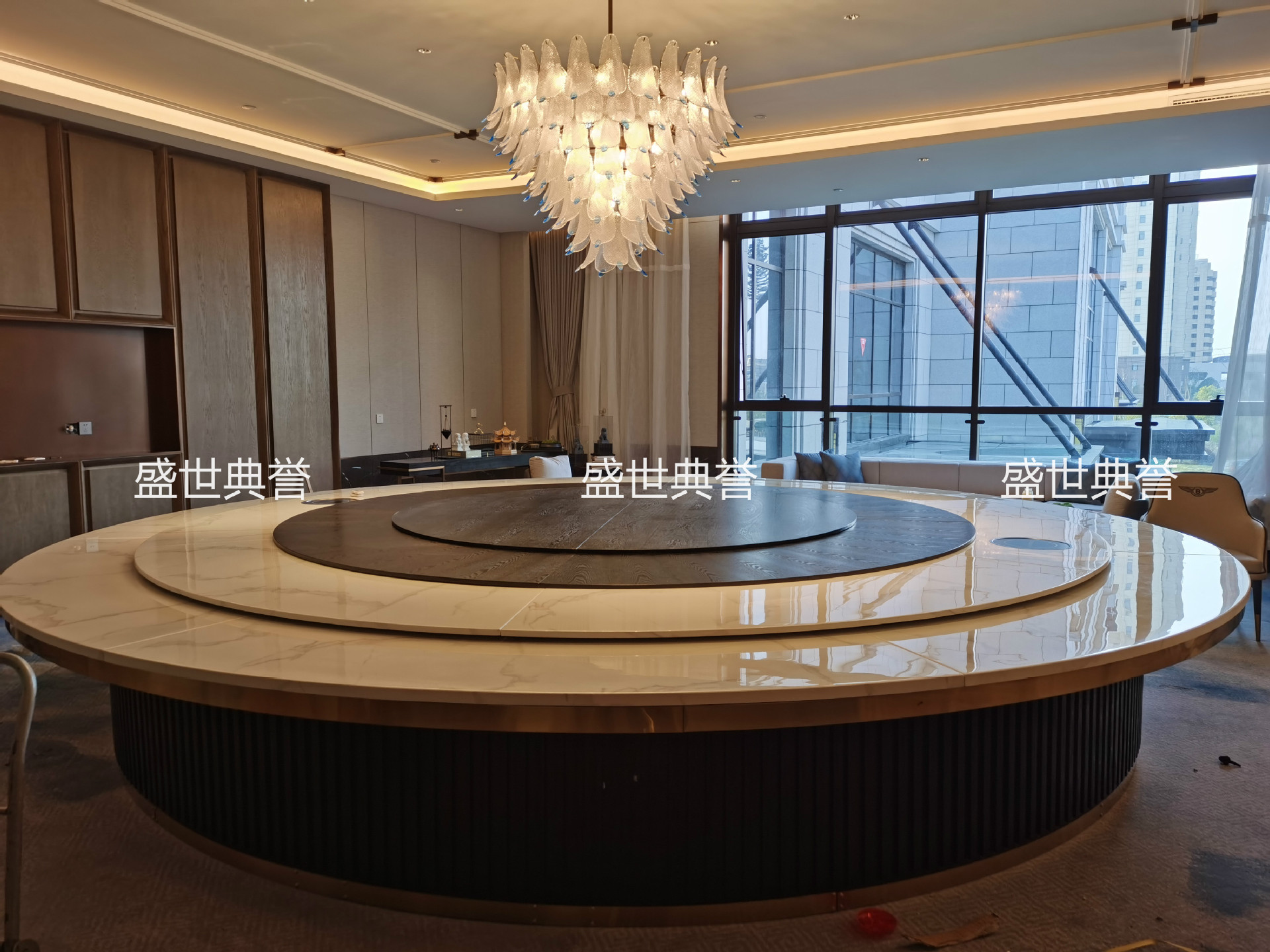 Electric dining tables for five-star hotels in Yichun, marble electric round tables for private rooms in resort hotels, and dining tables for seafood restaurants pic 6