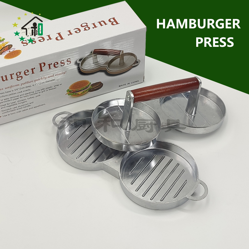 Cross-border wholesale manual aluminum alloy wooden handle hamburger meat press, beef Patty meat filling model press, meat Patty press pic 12