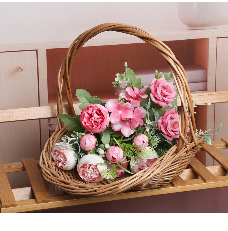 Artificial silk flower bouquets, simulated sunflowers, hotel wedding peonies, home simulation vases, roses pic 44