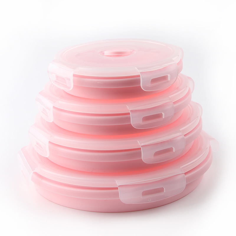 Microwave-safe, foldable silicone insulated lunch box, sealed to prevent cross-contamination of flavors, food-grade round silicone lunch box pic 19
