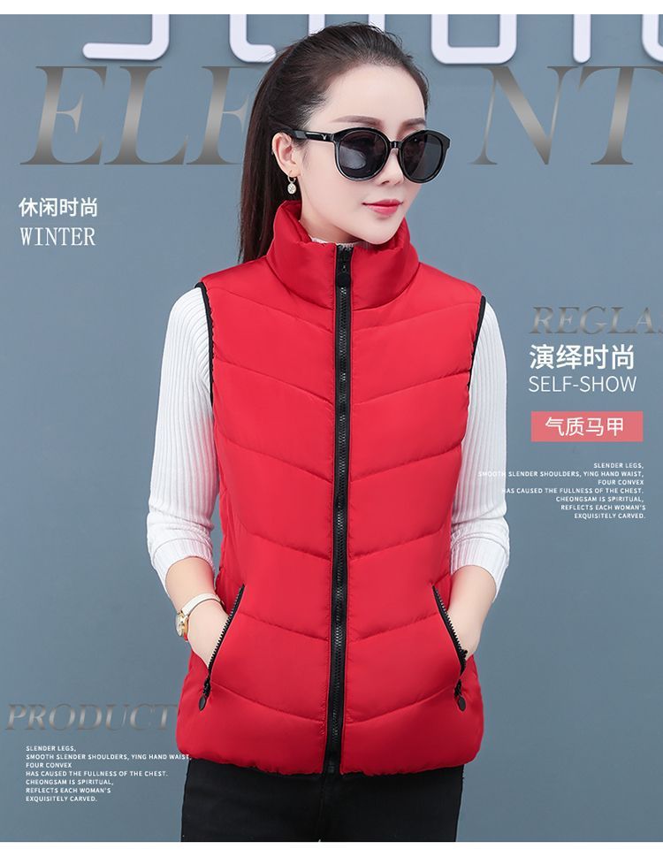羽绒棉坎肩女马甲新款洋气流行时尚马夹女短款外搭叠穿小马甲详情1