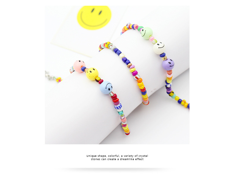 High-end European and American colorful chain for glasses, smiling face glasses, anti-drop lanyard, ins beaded mask chain for women pic 7