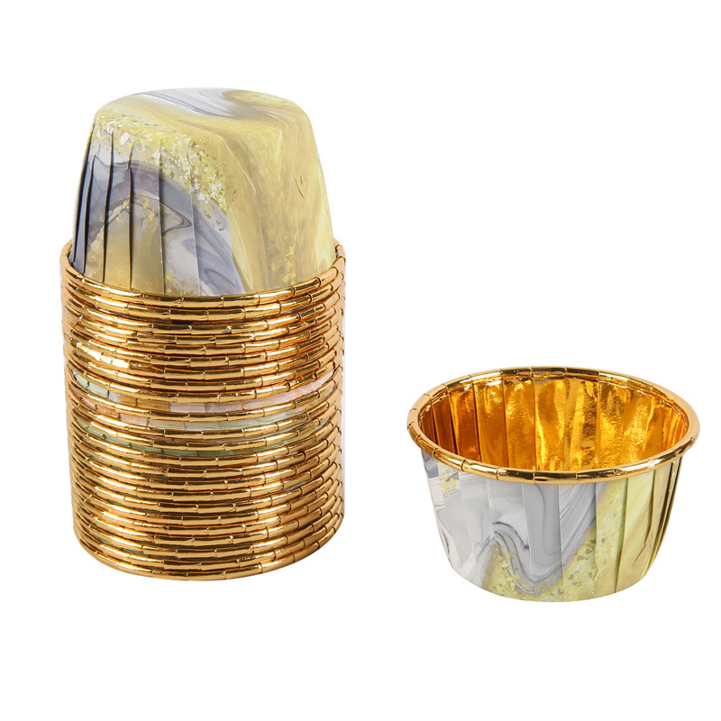 单面金大理石纹蛋糕纸杯耐高温蛋糕专用马芬杯一次性蛋糕纸托详情9