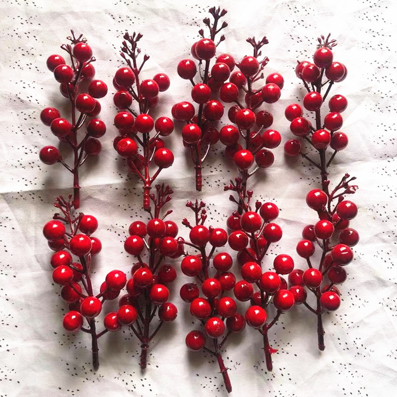【15 Head with Flower Head Sunset Red Fruit 】 Simulated Red Wintergreen Berry Home Decoration Fruit Branch Manufacturer pic 6