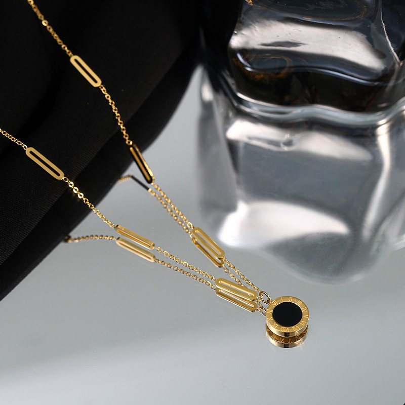 罗马项链女小众轻奢高级感18k金锁骨毛衣钛钢不掉色饰品礼物批发详情8