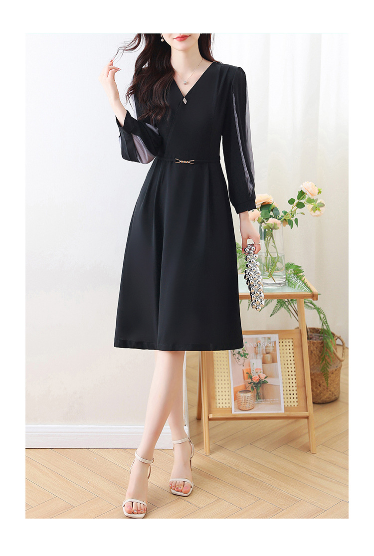2024 real de mediana edad mamá vestido de aire vestido de otoño nuevo vestido de mujer primavera otoño temperamento de alta gama manga larga falda pic 20