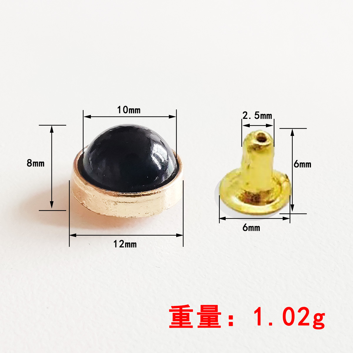 半圆珍珠铆钉纽扣半圆形镶珠云石七彩猫眼撞钉包包铆钉装饰配件详情14