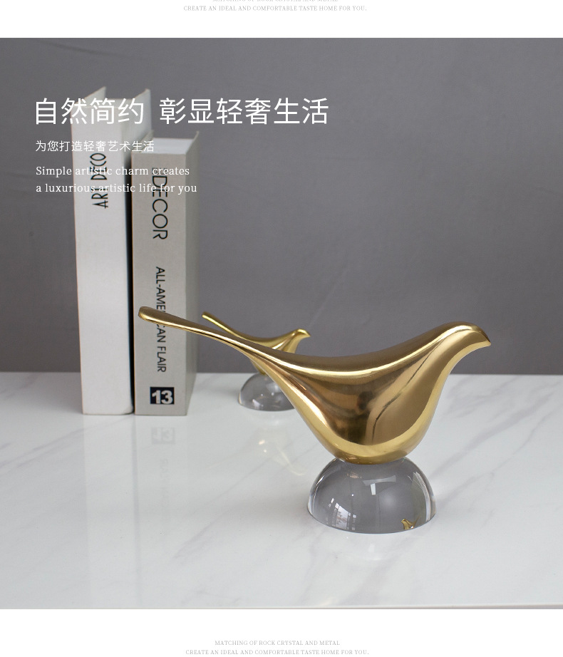 Creative pure copper bird ornaments, Nordic light luxury TV cabinet, now wine cabinet decoration, office desk handicrafts pic 21