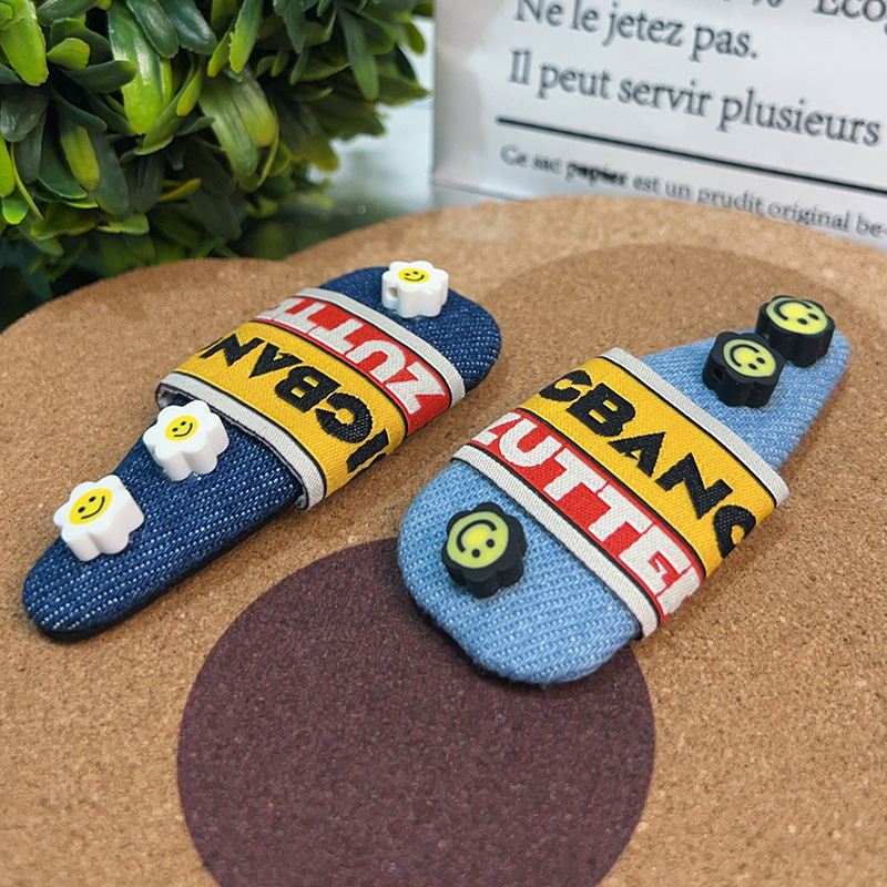 老板哥家新款撞色牛仔小花笑脸对夹韩日原创设计女子小众风格气质详情3