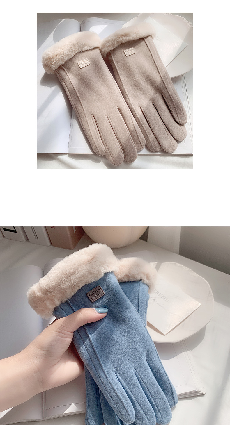For women, winter gloves are thickened with fleece for warmth and touch screens. They are cotton gloves for driving, cycling and skiing. For women, autumn and winter gloves are made of faux cashmere pic 6