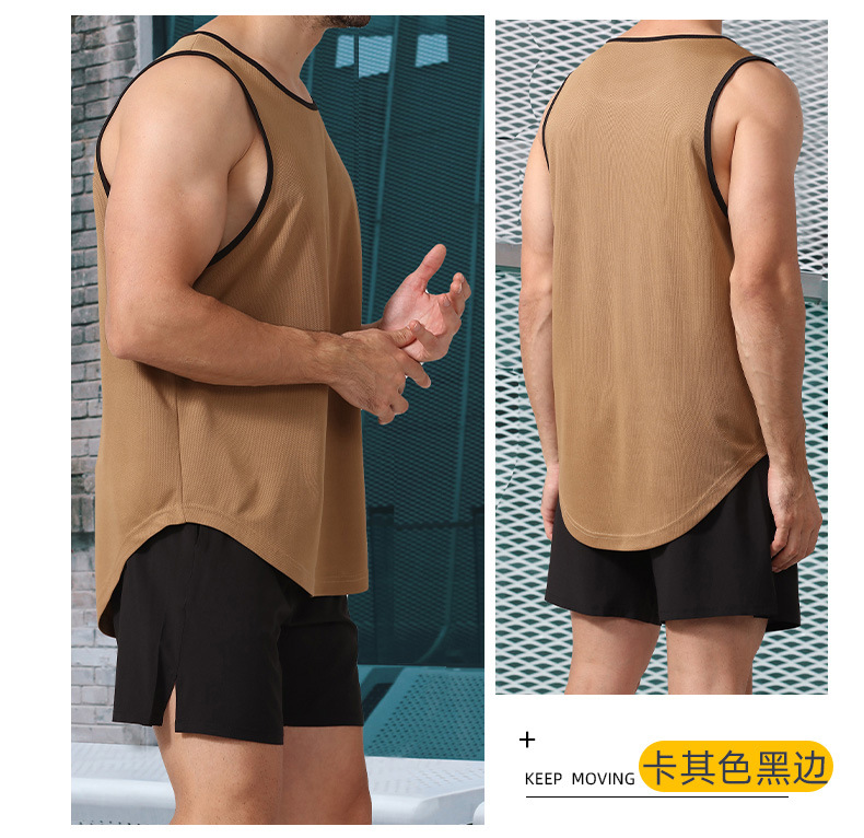 Summer marathon quick-drying sports vest for men, sleeveless shoulder, running training, basketball, loose fitness vest pic 25