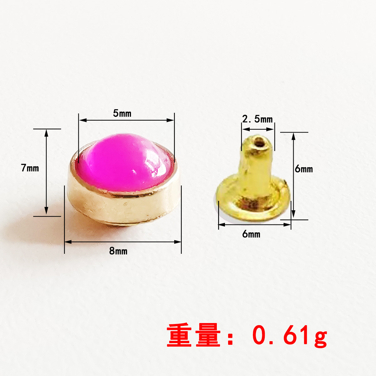 半圆珍珠铆钉纽扣半圆形镶珠云石七彩猫眼撞钉包包铆钉装饰配件详情17